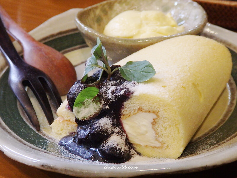 栃木益子森林餐廳　甜點藍莓蛋糕捲