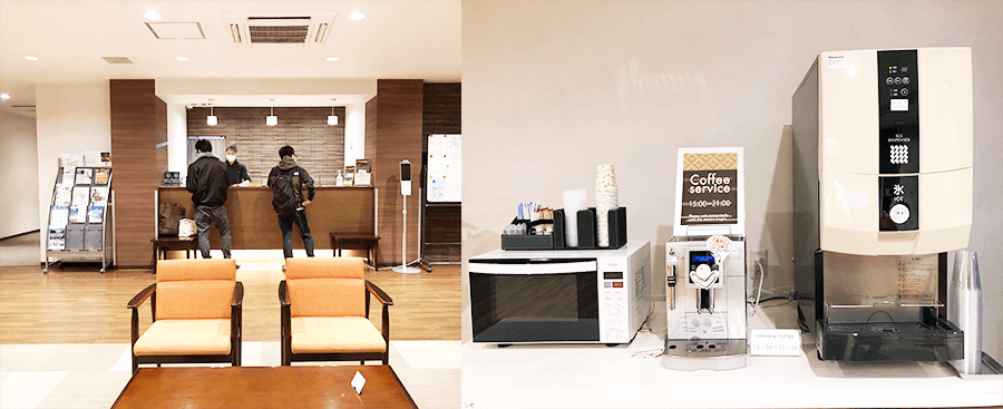 新潟D'affaires inn 六日町飯店24小時大廳櫃台 自助咖啡機