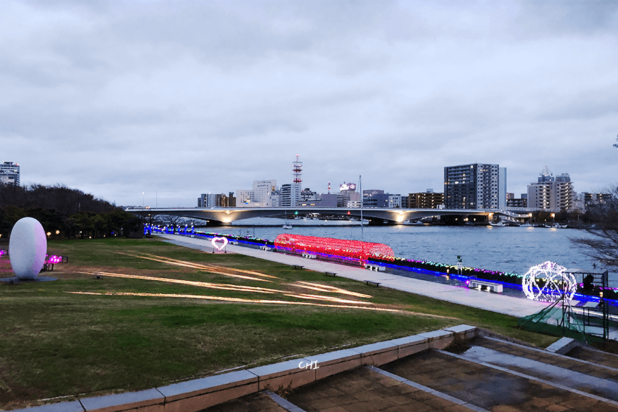 新潟自由行信濃川沿岸冬季點燈